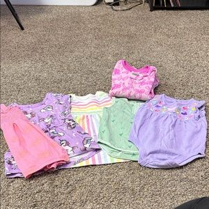 Barbie Pink Purple Green Rainbow Mixed Girls Dress & Romper Lot